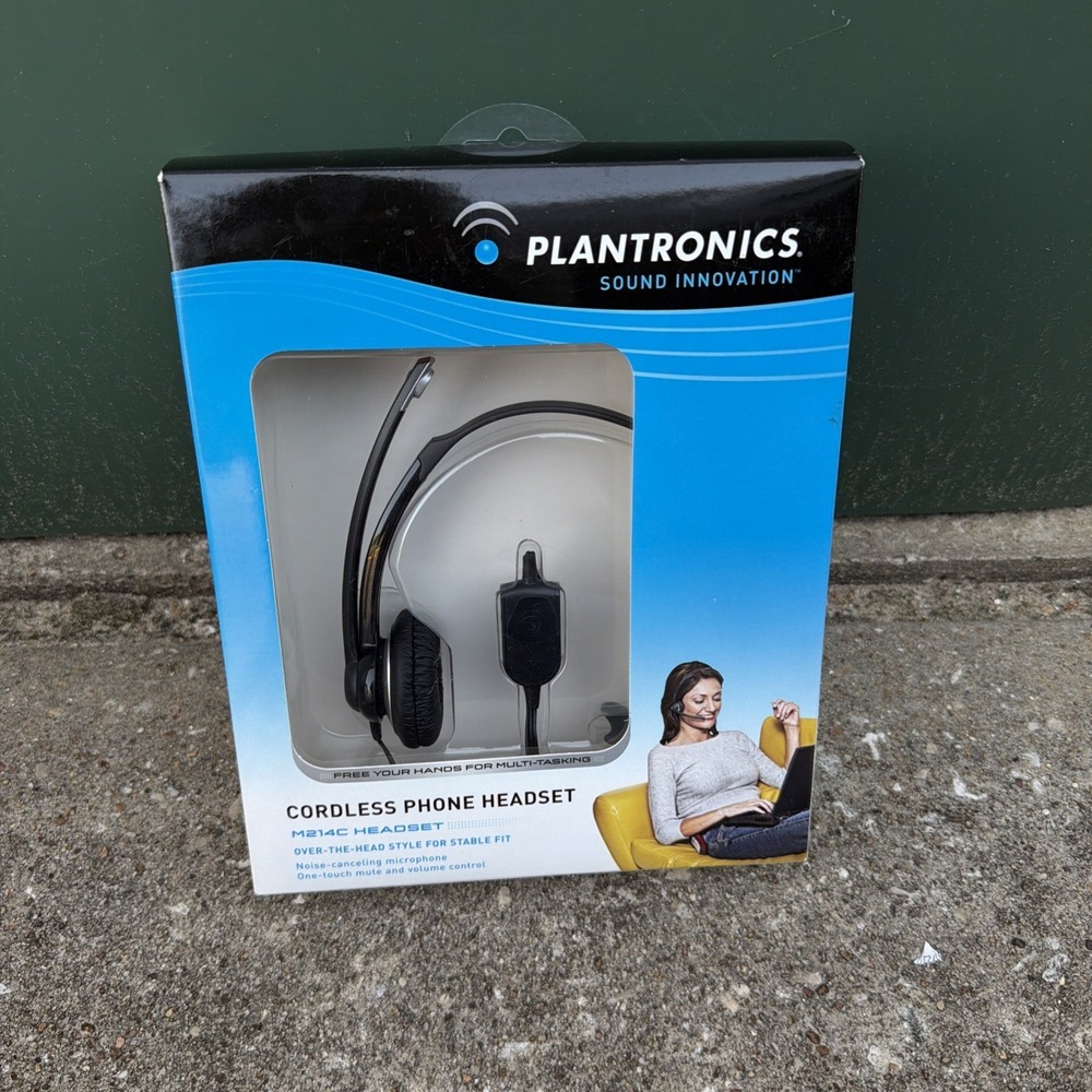 Plantronics M214C Cordless Phone Headset-Over The Head Style Microphone NEW‎